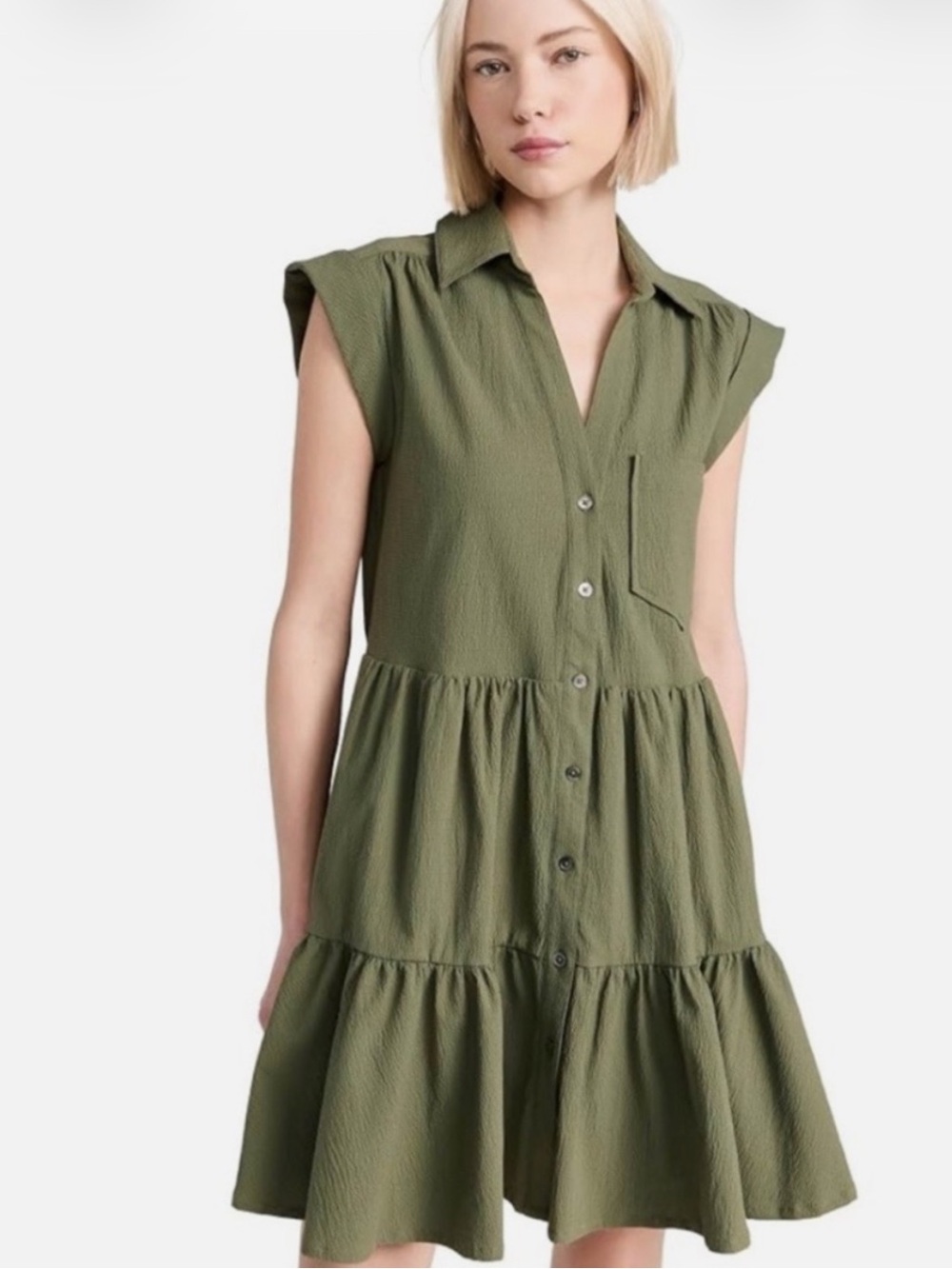 Veronica Beard Trisha Shirtdress in Olive